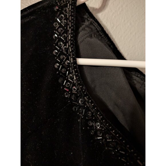 J.R. Nites by Caliendo Black Velvet Beaded Top Size XLG Scoop Neck Evening - Picture 5 of 5